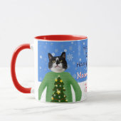 Your Cats in Abugy Christmas Sweatersの写真カスタム（英語） マグカップ (左)