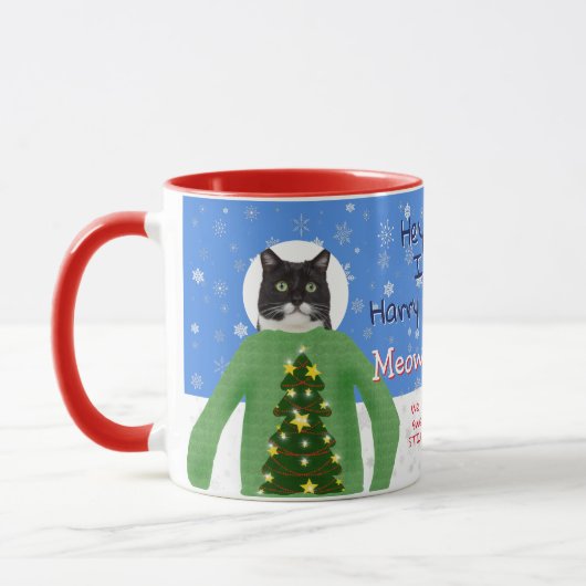 Your Cats in Abugy Christmas Sweatersの写真カスタム（英語） マグカップ (左)