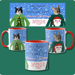 Your Cats in Abugy Christmas Sweatersの写真カスタム(英語) マグカップ
