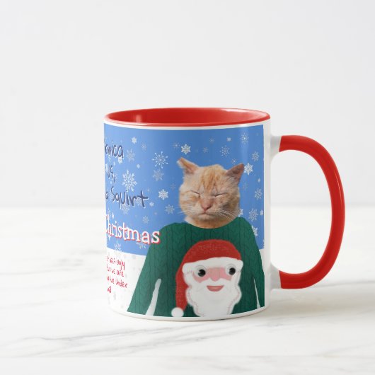 Your Cats in Abugy Christmas Sweatersの写真カスタム(英語) マグカップ (右)