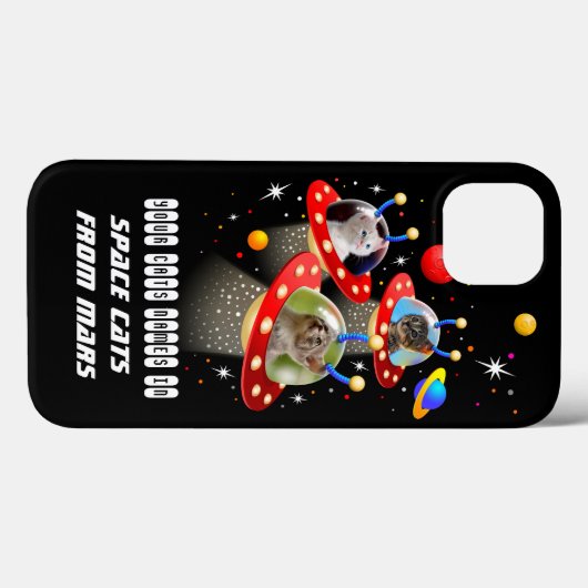 Your cats in anエイリアン宇宙船UFO Sci Fi Film Ca Case-Mate iPhoneケース (裏面 (横))