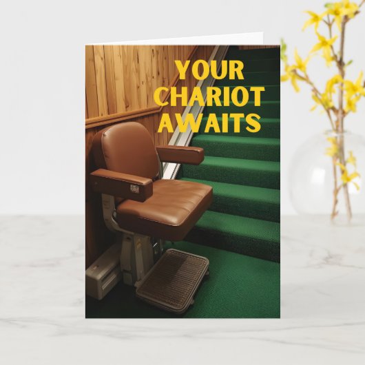 Your Chariot Awaits Funny Stair Lift Card カード (黄色い花)