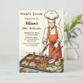 Your Chef Bbq 日本の Sushi Hibachi 40th Birthday 招待状 (スタンド正面)