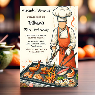Your Chef Bbq 日本の Sushi Hibachi 40th Birthday 招待状