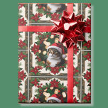 Your Christmas Pet Cat Photo Red Green ラッピングペーパー<br><div class="desc">写真を撮る際は、家族を中心に配置する。あなたのクリスマスのペットクラシックの写真の赤転が緑のラッピング紙</div>