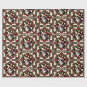 Your Christmas Pet Cat Photo Red Green ラッピングペーパー (フラット)