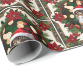 Your Christmas Pet Cat Photo Red Green ラッピングペーパー (ロールコーナー)