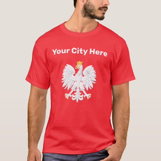 Your City HereカスタムポーランドイーグルTシャツ Tシャツ (正面)