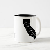 Your City in California名前とハートロサンゼルス ツートーンマグカップ (正面右)