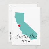 Your Colors California Map Shape日付を保存 案内ポストカード (正面/裏面)