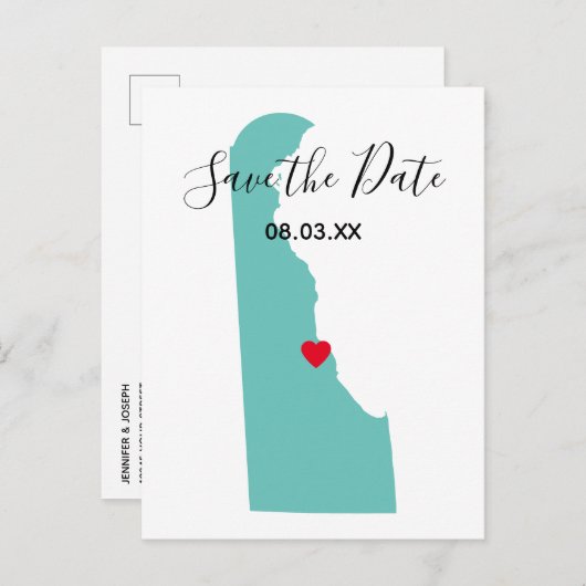 Your Colors Delaware Map Shape日付を保存 案内ポストカード (正面/裏面)