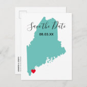 Your Colors Maine Map Shape日付の保存 案内ポストカード (正面/裏面)