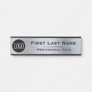 Your Company Logo オフィスドアサインフォールシルバー サインプレート