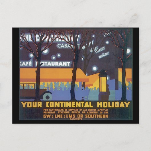 Your Continental Holiday_Vintage Travelポスター シーズンポストカード (正面)