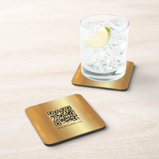 Your Custom Elegant Modern Template QR Code Gold コースター (右側)