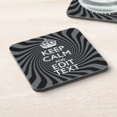 Your Custom Keep Calm Saying on Black Swirl コースター (左側)
