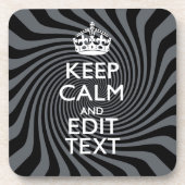 Your Custom Keep Calm Saying on Black Swirl コースター (正面)