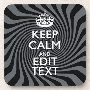 Your Custom Keep Calm Saying on Black Swirl コースター