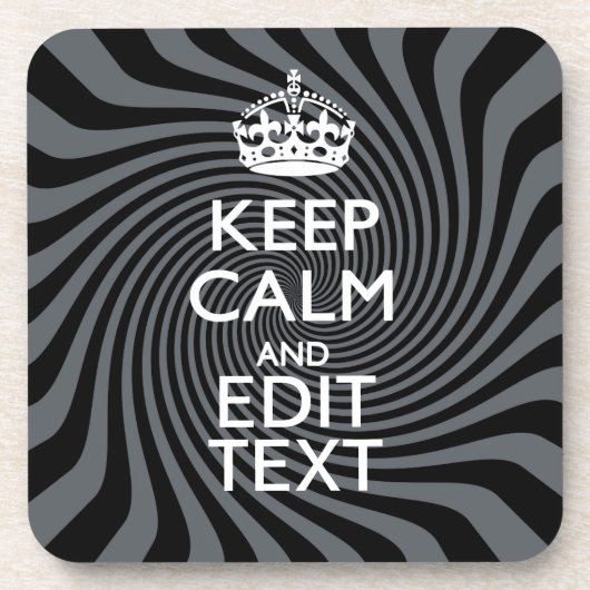 Your Custom Keep Calm Saying on Black Swirl コースター (正面)