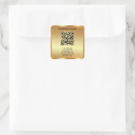 Your Custom Logo Text Gold QR Code Template スクエアシール (バッグ)