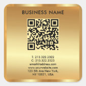Your Custom Logo Text Gold QR Code Template スクエアシール (正面)