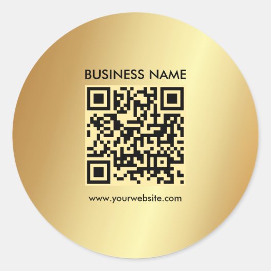 Your Custom Logo Text Gold QR Code Template ラウンドシール (正面)
