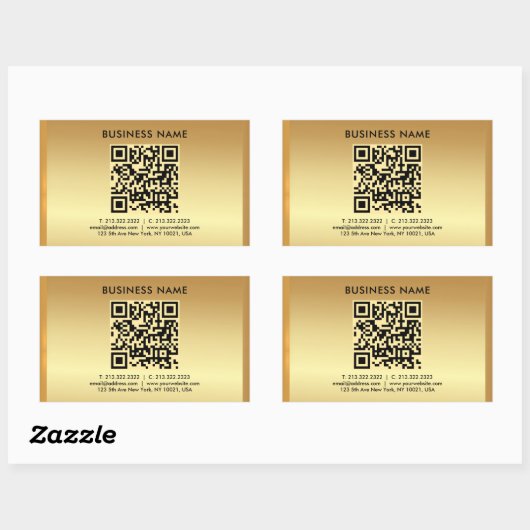 Your Custom Logo Text Gold QR Code Template 長方形シール (シート)
