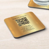 Your Custom Template Elegant Modern QR Code Gold コースター (左側)
