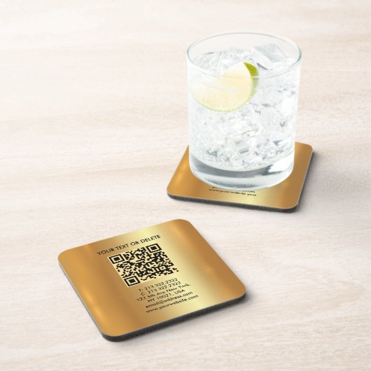 Your Custom Template Elegant Modern QR Code Gold コースター (右側)