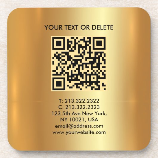 Your Custom Template Elegant Modern QR Code Gold コースター (正面)