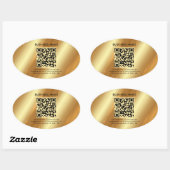 Your Custom Template Text Logo QR Code Gold 楕円形シール (シート)