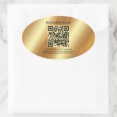 Your Custom Template Text Logo QR Code Gold 楕円形シール (バッグ)