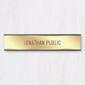 Your Custom Text Elegant Modern Black Gold House サインプレート (正面)