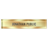 Your Custom Text Elegant Modern Gold Template デスクネームプレート (正面)