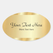 Your Custom Text Elegant Script Template Gold 楕円形シール (正面)