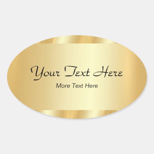 Your Custom Text Elegant Script Template Gold 楕円形シール (正面)