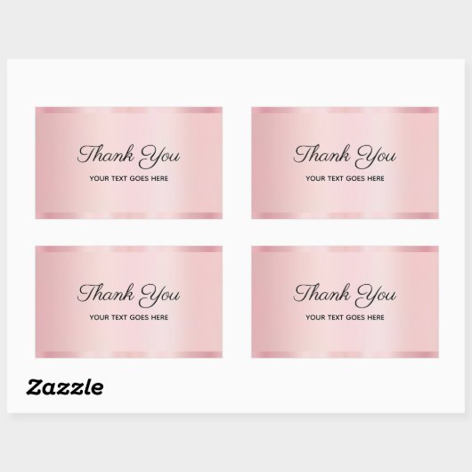 Your Custom Text Glam Rose Gold Script Thank You 長方形シール (シート)