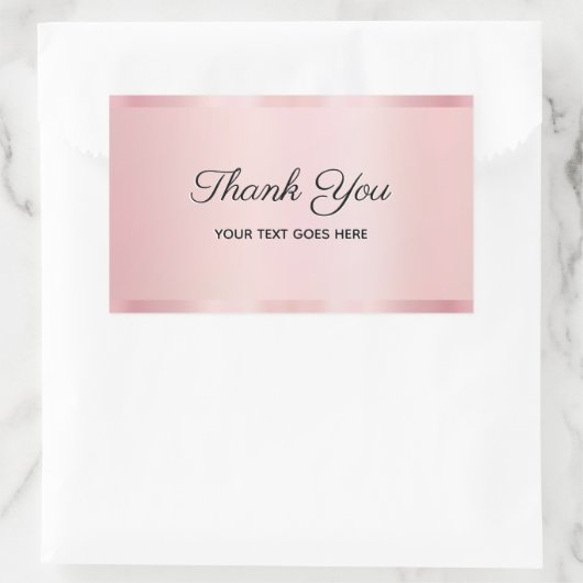 Your Custom Text Glam Rose Gold Script Thank You 長方形シール (バッグ)