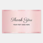 Your Custom Text Glam Rose Gold Script Thank You 長方形シール (正面)
