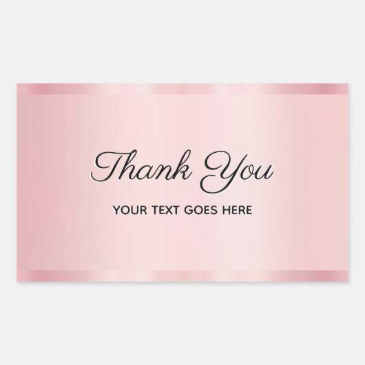 Your Custom Text Glam Rose Gold Script Thank You 長方形シール (正面)