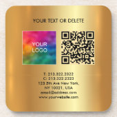 Your Custom Text Logo QR Code Template Black Gold コースター (正面)