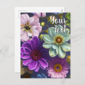 Your Custom Text Mixed Flowers 13 Template シーズンポストカード (正面/裏面)