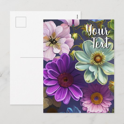 Your Custom Text Mixed Flowers 13 Template シーズンポストカード (正面/裏面)
