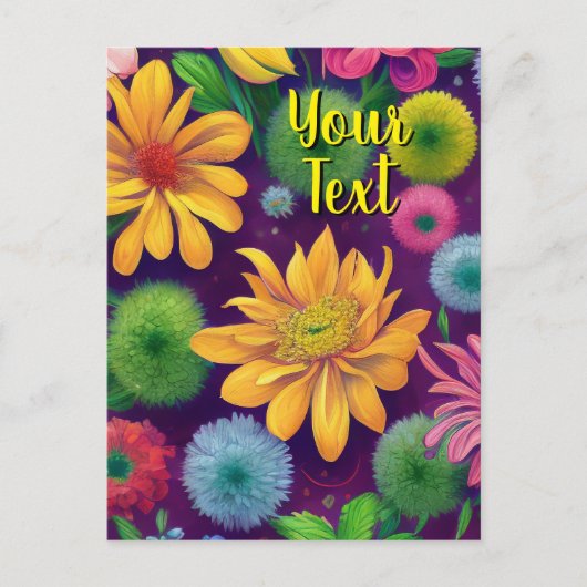 Your Custom Text Mixed Flowers 14 Template シーズンポストカード (正面)