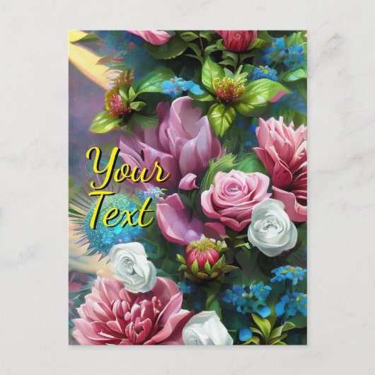 Your Custom Text Mixed Flowers 16 Template シーズンポストカード (正面)
