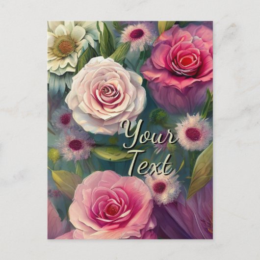 Your Custom Text Mixed Flowers 17 Template シーズンポストカード (正面)
