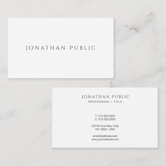 Your Custom Text Modern Elegant Minimalist 名刺 (正面/裏面)