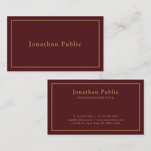 Your Custom Text Modern Simple Template Elegant 名刺 (正面/裏面)