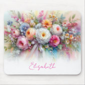 Your Custom Text Name Elegant Aquarell Flowers Art マウスパッド (正面)