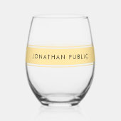 Your Custom Text Name Elegant Gold Template Sleek ステムなしワイングラス (正面)
